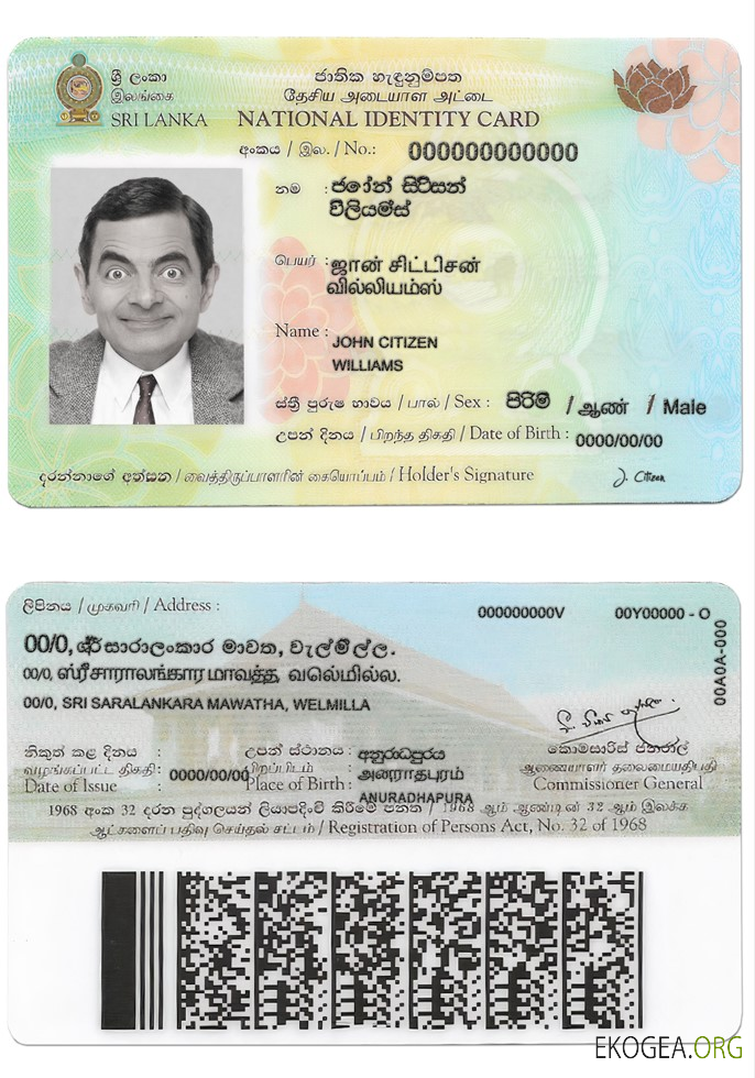 Carte d'identité du Sri Lanka